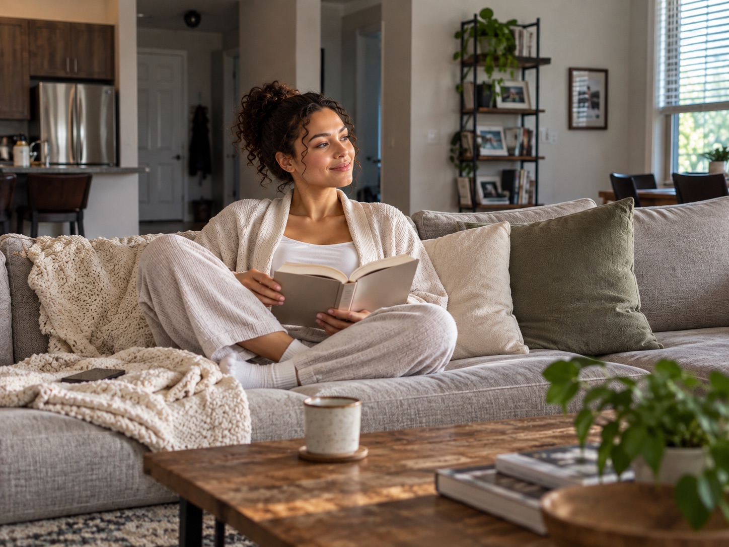 Relaxing on the sofa in a clean home